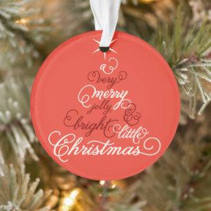 Merry Jolly And Bright Little Christmas Tree Photo Ornament