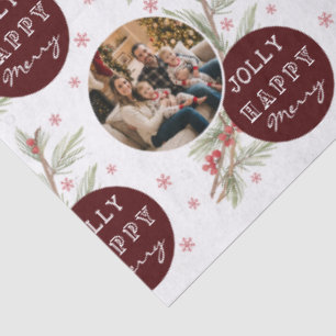 Merry Jolly Happy Family Photo Holiday Gift Tissue Paper