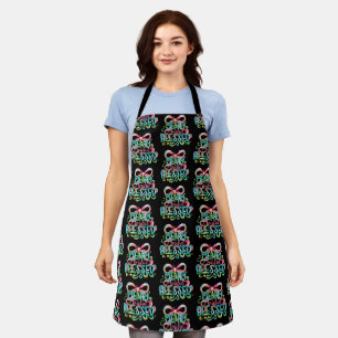 Merry Joyful Blessed Colourful Brushstroke Xmas Bo Apron