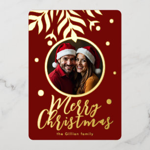 merry joyful Christmas Foil Holiday Card