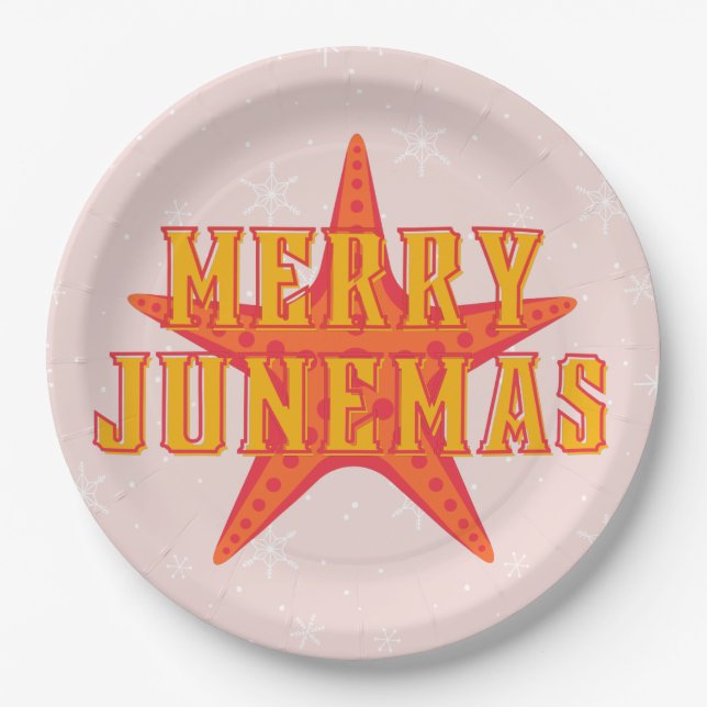 Merry Junemas Tropical Christmas Paper Plate (Front)