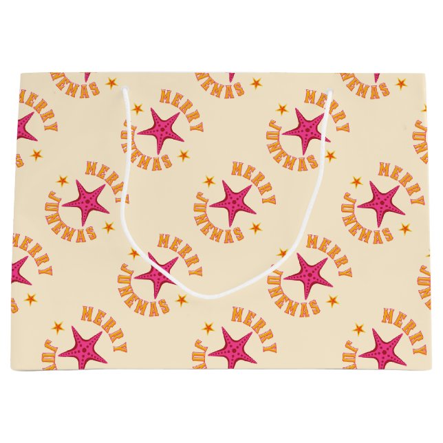 Merry Junemas Tropical Christmas Pattern Large Gift Bag (Front)