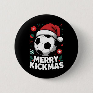 Merry Kickmas Christmas Santa Soccer Ll Graphic Ki 6 Cm Round Badge