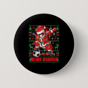 Merry Kickmas Christmas Soccer Ball Ugly Youth Swe 6 Cm Round Badge