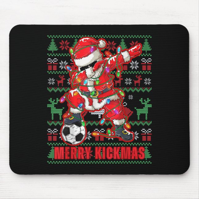 Merry Kickmas Christmas Soccer Ball Ugly Youth Swe Mouse Mat (Front)