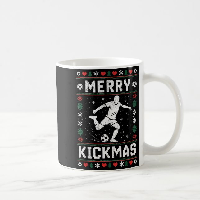 Merry Kickmas Funny Christmas Soccer Xmas  Coffee Mug (Right)