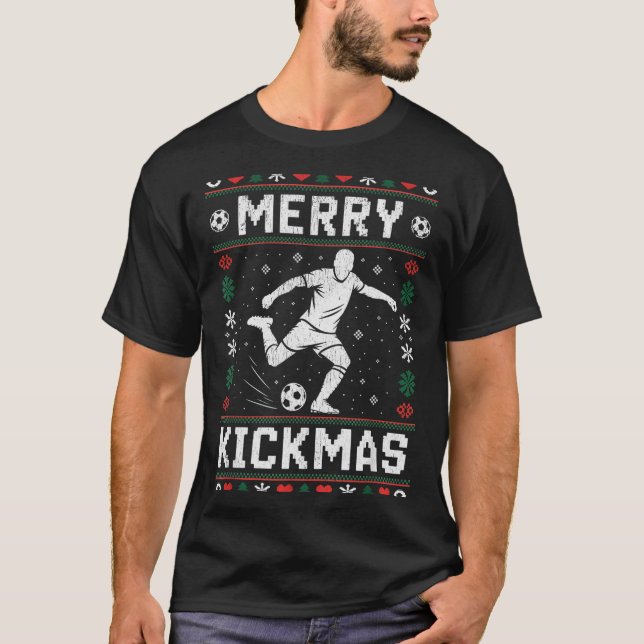 Merry Kickmas Funny Christmas Soccer Xmas  T-Shirt (Front)