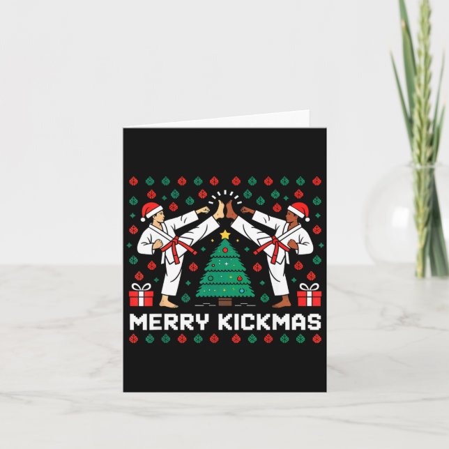 Merry Kickmas Funny Karate Jiu Jitsu Ugly Christma Card (Front)
