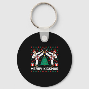 Merry Kickmas Funny Karate Jiu Jitsu Ugly Christma Key Ring