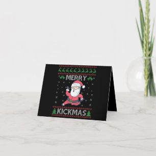 Merry Kickmas Funny Karate Santa Christmas Family Thank You Card
