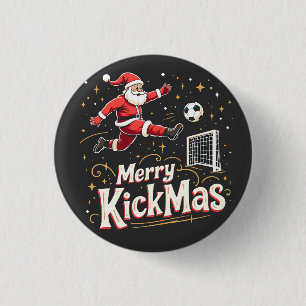 Merry Kickmas Funny Santa Claus Soccer Lovers 3 Cm Round Badge