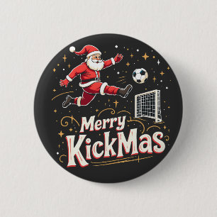 Merry Kickmas Funny Santa Claus Soccer Lovers 6 Cm Round Badge