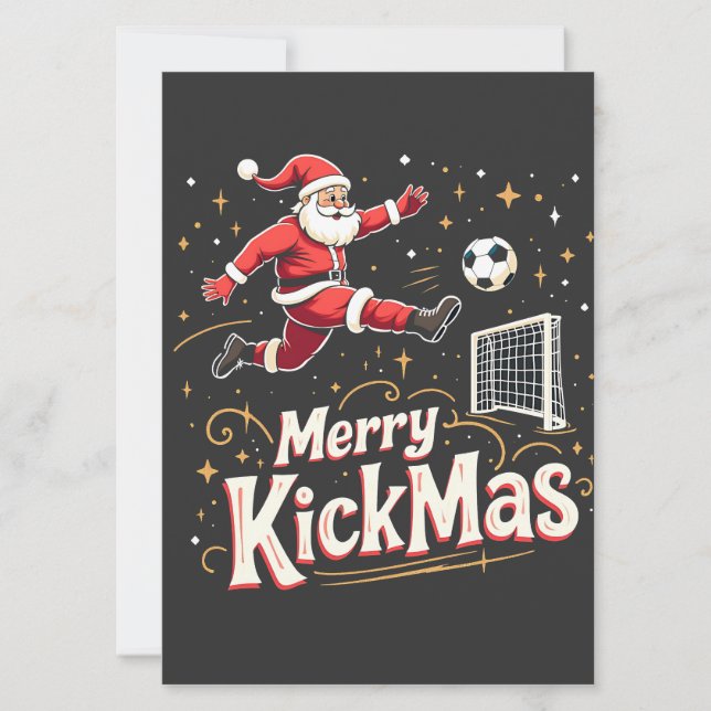 Merry Kickmas Funny Santa Claus Soccer Lovers Invitation (Front)