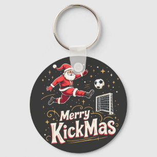 Merry Kickmas Funny Santa Claus Soccer Lovers Key Ring