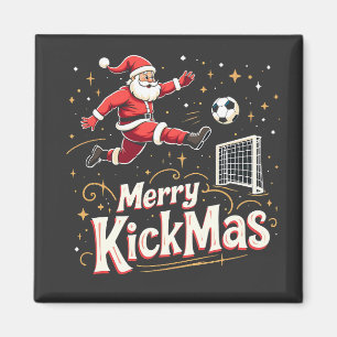 Merry Kickmas Funny Santa Claus Soccer Lovers Magnet