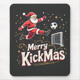 Merry Kickmas Funny Santa Claus Soccer Lovers Mouse Mat