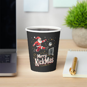 Merry Kickmas Funny Santa Claus Soccer Lovers Paper Cups