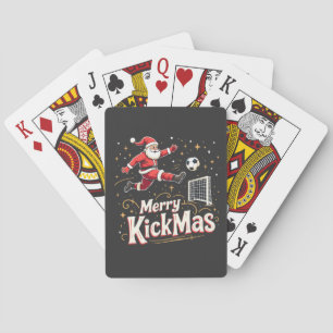 Merry Kickmas Funny Santa Claus Soccer Lovers Playing Cards