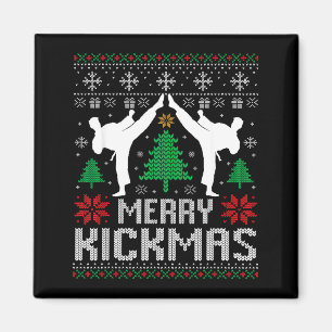 Merry Kickmas Karate Jiu Jitsu Ugly Christmas Xmas Magnet