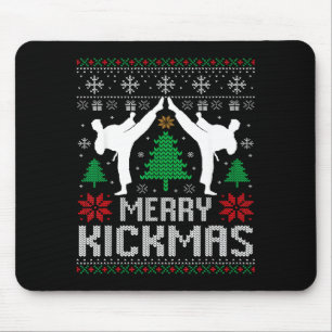 Merry Kickmas Karate Jiu Jitsu Ugly Christmas Xmas Mouse Mat