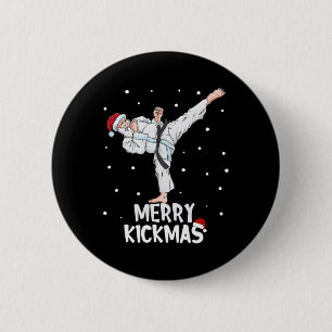 Merry Kickmas Karate Santa Claus Martial Arts Chri 6 Cm Round Badge