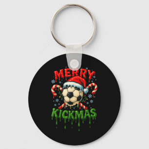 Merry Kickmas Soccer Christmas Candy Cane Ice Crea Key Ring