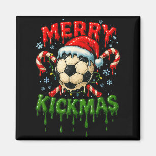 Merry Kickmas Soccer Christmas Candy Cane Ice Crea Magnet