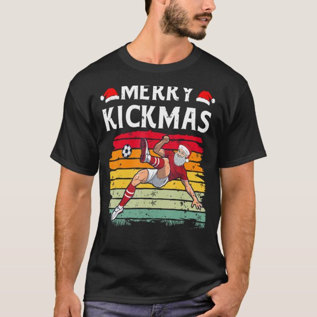 Merry Kickmas Soccer  Football Player Christmas De T-Shirt (Front)