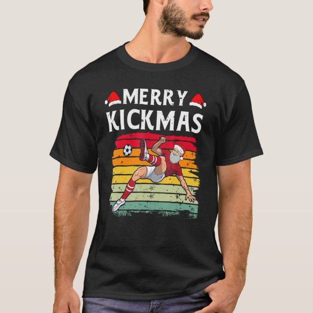 Merry Kickmas Soccer  Football Player Christmas De T-Shirt (Front)