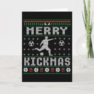 Merry Kickmas Soccer Player Ugly Christmas Sweater Card