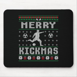 Merry Kickmas Soccer Player Ugly Christmas Sweater Mouse Mat