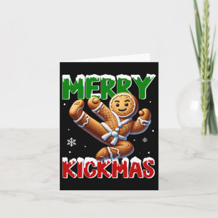 Merry Kickmas Taekwondo Karate Gingerbread Man Mar Card