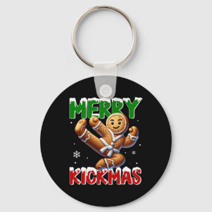 Merry Kickmas Taekwondo Karate Gingerbread Man Mar Key Ring