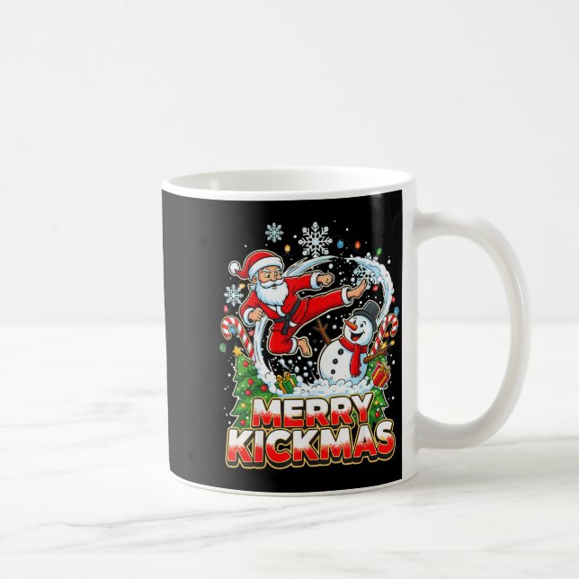 Merry Kickmas Ugly Christmas Jiu Jitsu Funny Santa Coffee Mug (Right)