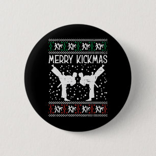 Merry Kickmas Ugly Christmas Karate Jiu Jitsu Mart 6 Cm Round Badge