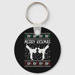 Merry Kickmas Ugly Christmas Karate Jiu Jitsu Mart Key Ring