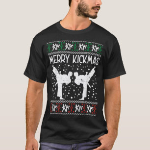 Merry Kickmas Ugly Christmas Karate Jiu Jitsu T-Shirt