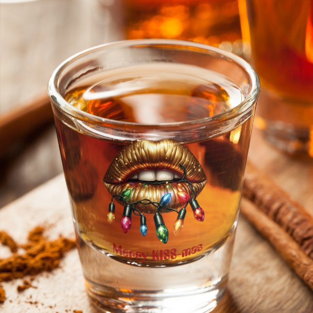 Merry KISS-mas Gold Lips String Lights Shot glass (Creator Uploaded)