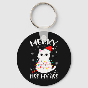 Merry Kiss My Christmas Theme Cat Lovers Gifts For Key Ring
