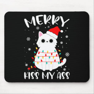 Merry Kiss My Christmas Theme Cat Lovers Gifts For Mouse Mat