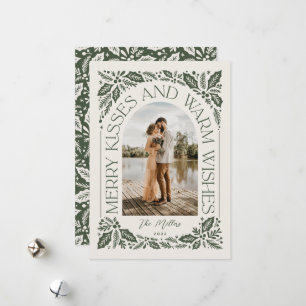 Merry Kisses and Warm Wishes Berry Arch Photo Holiday Card