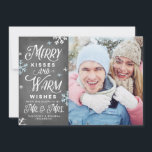 Merry Kisses and Warm Wishes Mr. Mrs. Holiday<br><div class="desc">This modern and chic holiday photo card features handdrawn snowflakes and a faux chalkboard background and says "Merry Kisses and Warm Wishes" perfect for the soon-to-be newlyweds. Change the text to say "FROM THE NEW" to change this to a wedding just married holiday winter announcement for newlyweds.</div>