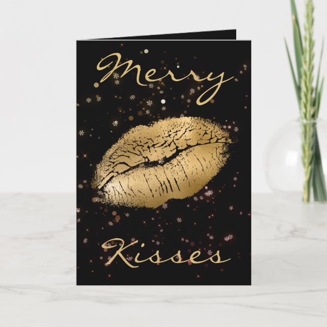 Merry Kisses Christmas Holiday Card (Front)