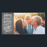 Merry Kisses Holiday Wishes Typography Photo<br><div class="desc">Spread cheer this year this modern and chic holiday photo card that features one-of-a-kind hand lettered typography. It says "Merry Kisses and warm holiday wishes" on a chalkboard background.</div>