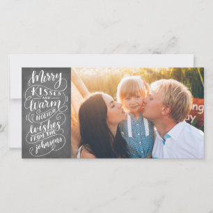 Merry Kisses Holiday Wishes Typography Photo Card