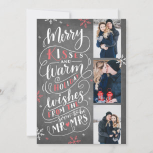 Merry Kisses Warm Wishes Save The Date 3 Photo Red