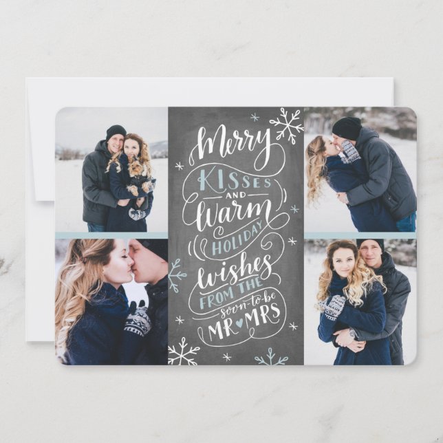 Merry Kisses Warm Wishes Save The Date 4-Photo (Front)