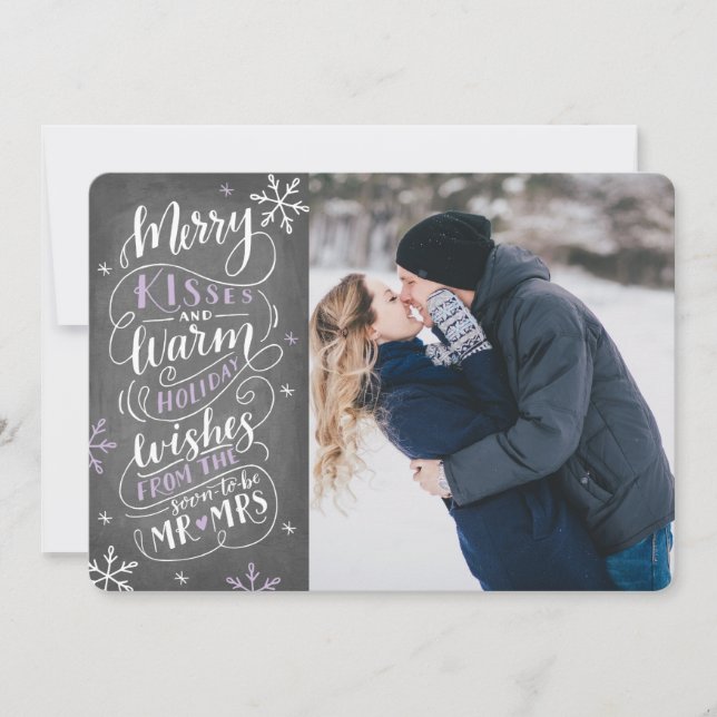 Merry Kisses Warm Wishes  Save The Date Photo (Front)
