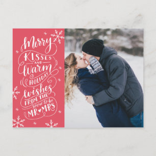 Merry Kisses Warm Wishes Save The Date Photo Announcement Postcard