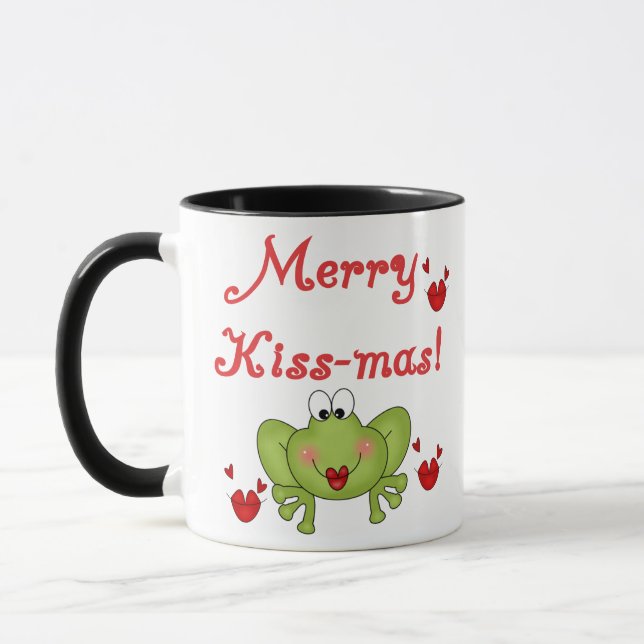 Merry Kissmas Frog Christmas Mug (Left)